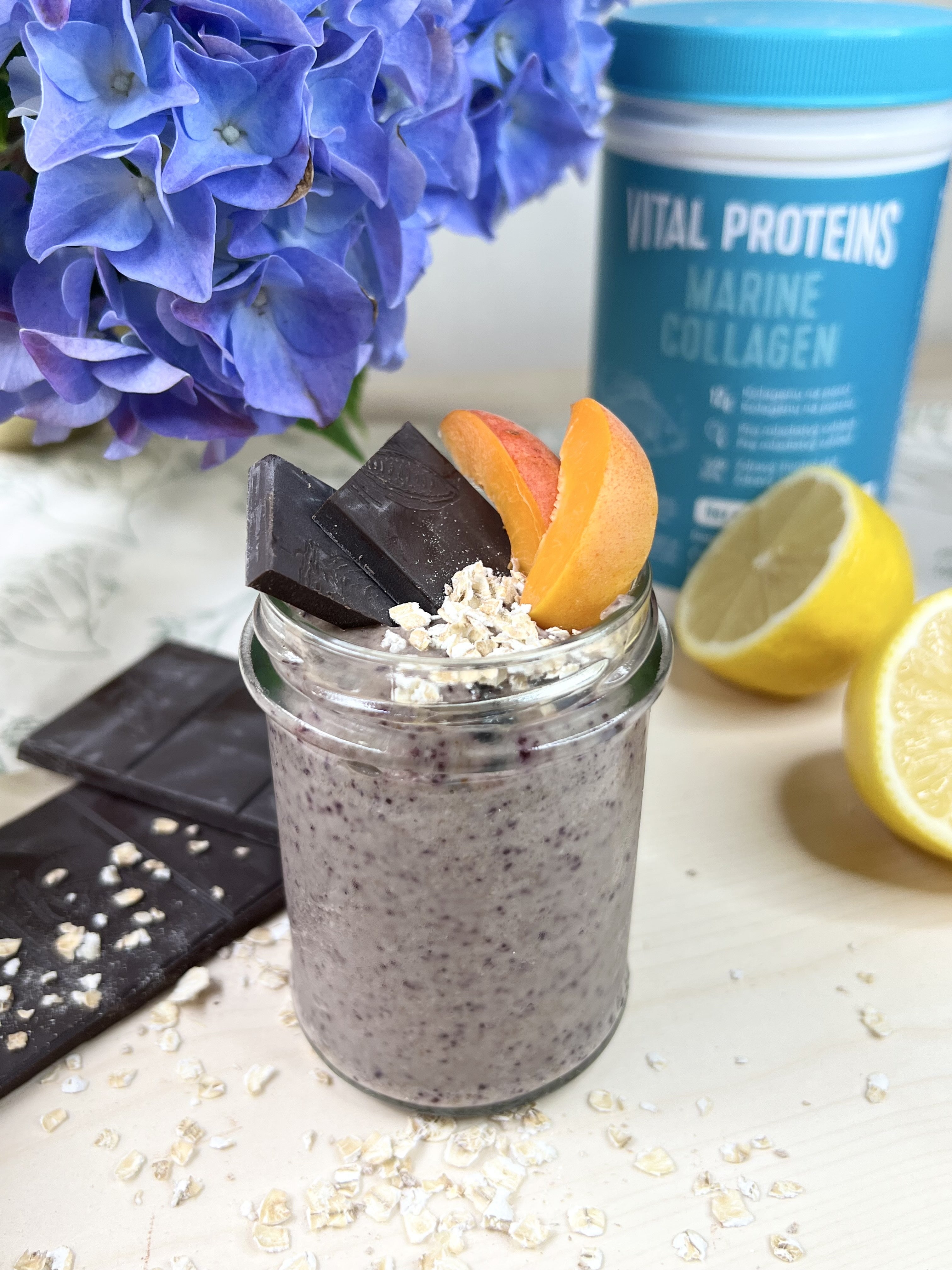 Overnight oats med blåbär och banan